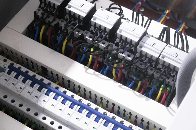 Professionelle Verkabelung in einem elektrischen Verteilerschrank